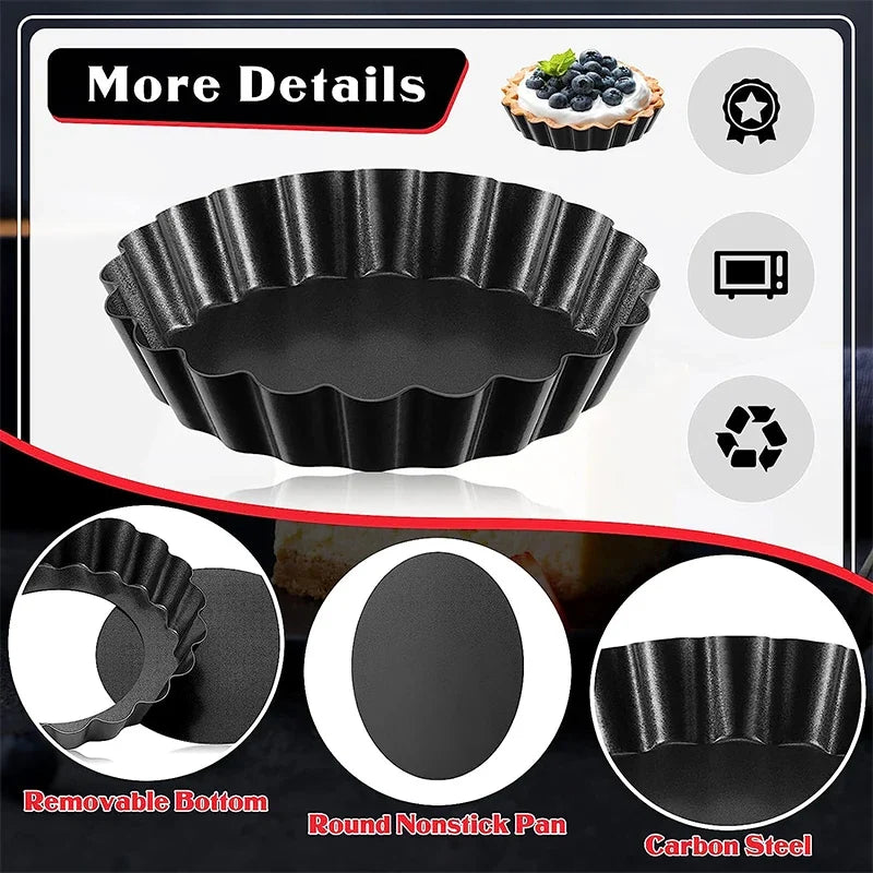 Mini Tart Pans 8cm – Non-Stick Carbon Steel Egg Tart Mold Set