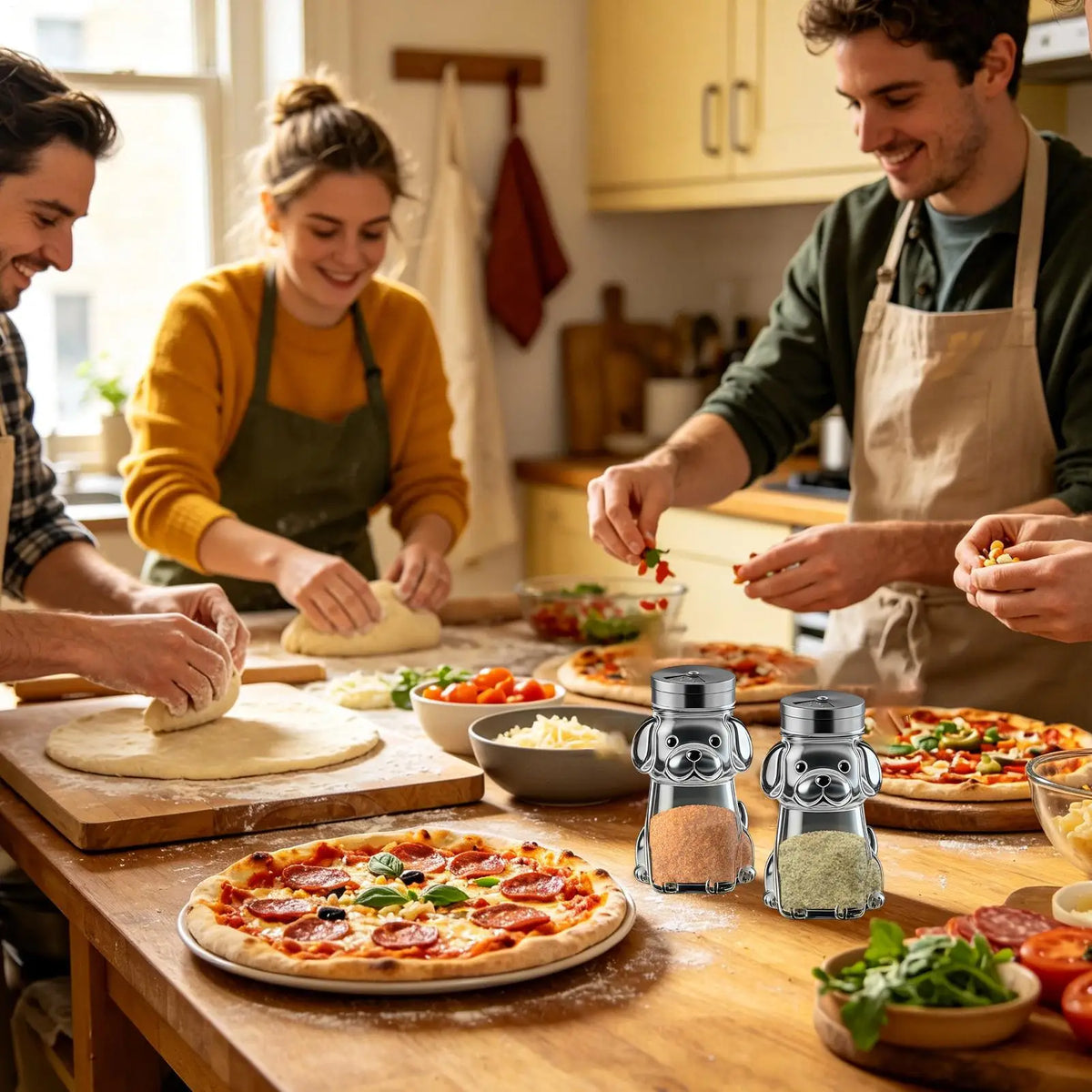 Cute Animal Glass Salt Shaker with Lid | Cat & Dog Design