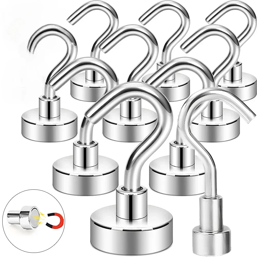 NdFeB Magnetic Hooks 5/10 Pack – Strong Wall Hooks for Home