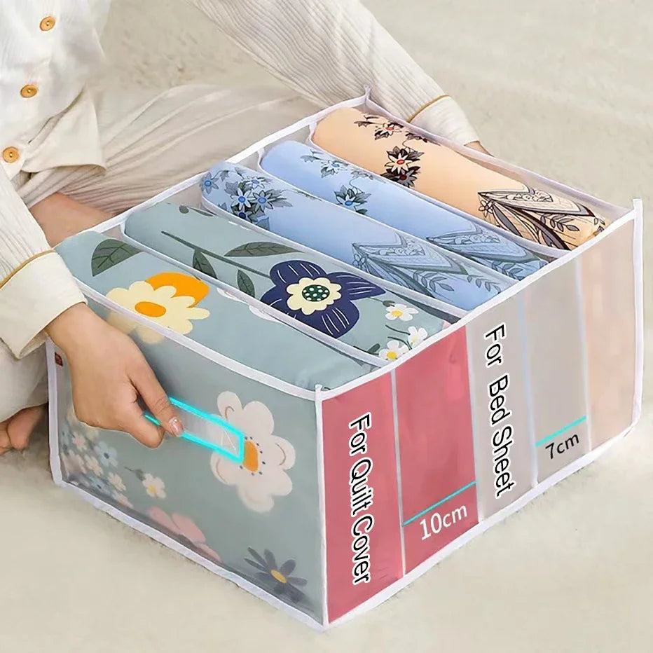 5-Grid Bedding Storage Box – Quilt, Sheet & Towel Organizer