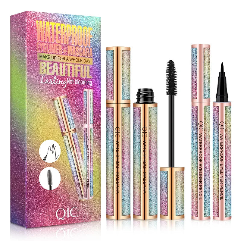 QIC 5D Fiber Mascara & Liquid Eyeliner Set – Waterproof