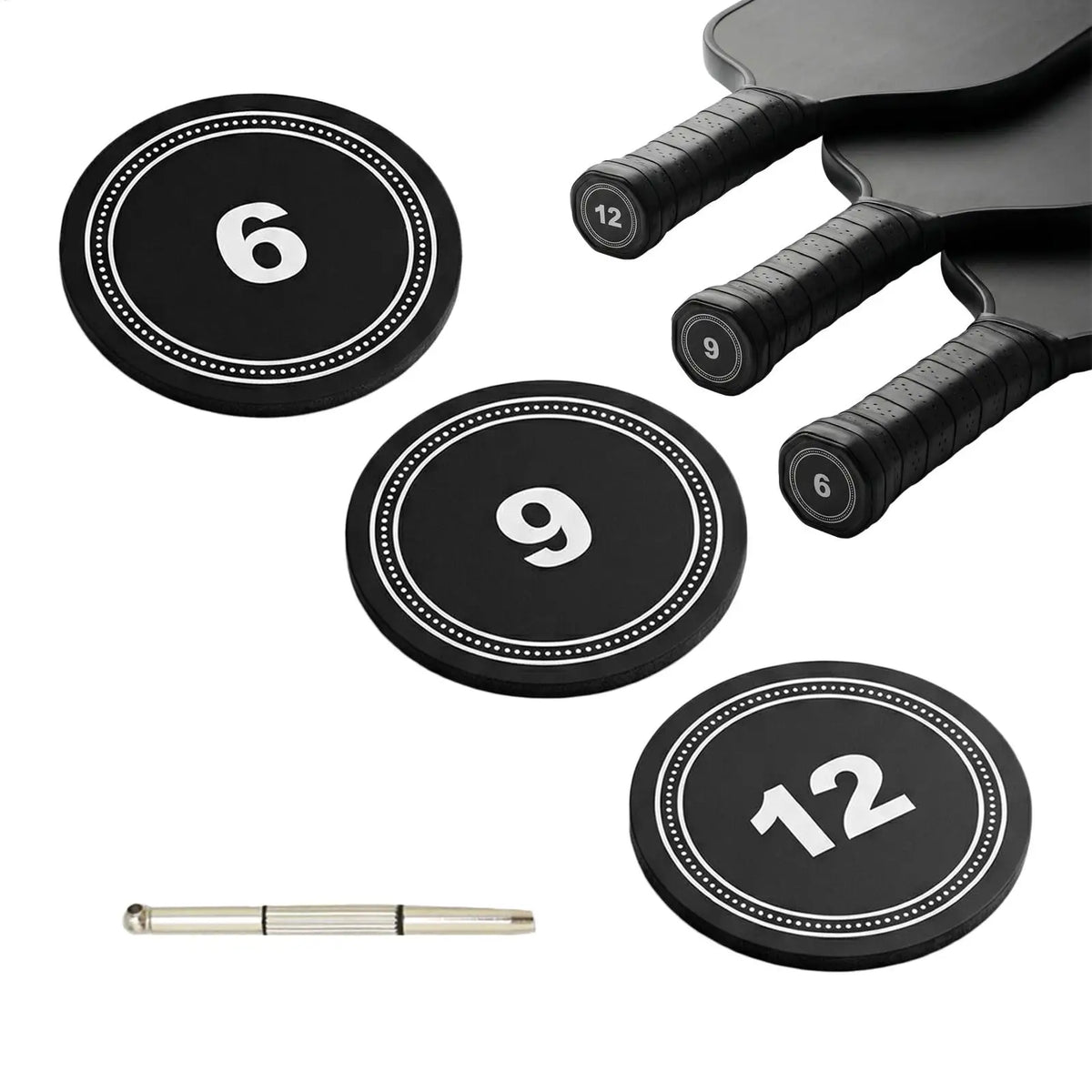 Pickleball Paddle Weighted Butt Caps – 6g 9g 12g Balance Set