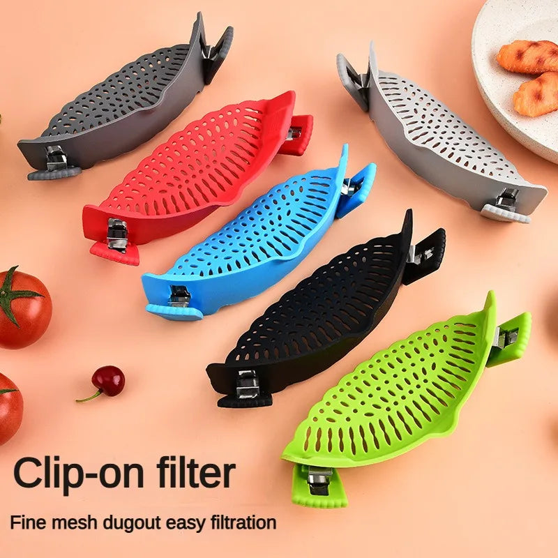 Clip-On Silicone Pot Strainer & Anti-Spill Water Drainer