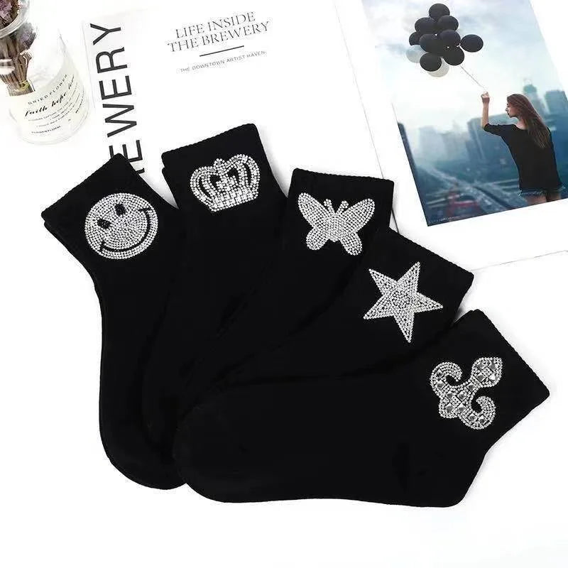 Rhinestone Sparkling Low Cut Socks | Cute Cartoon Animal Women
