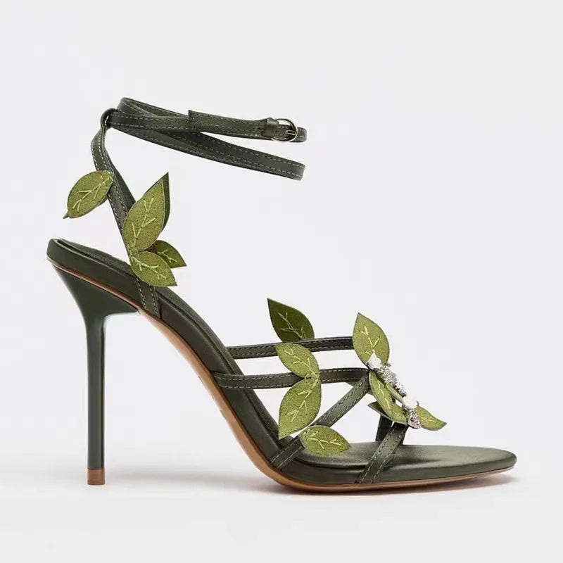 Women's Satin Gladiator Stiletto Sandals – Narrow Band Heels