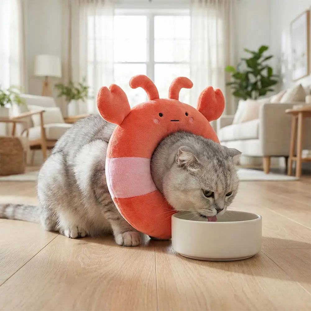 Soft Plush Pet Recovery Collar | Fun Crab & Lion Design