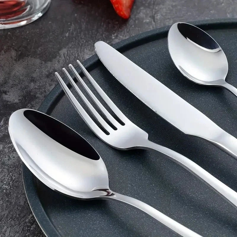 16-Piece Stainless Steel Cutlery Set – Knives, Forks & Spoons