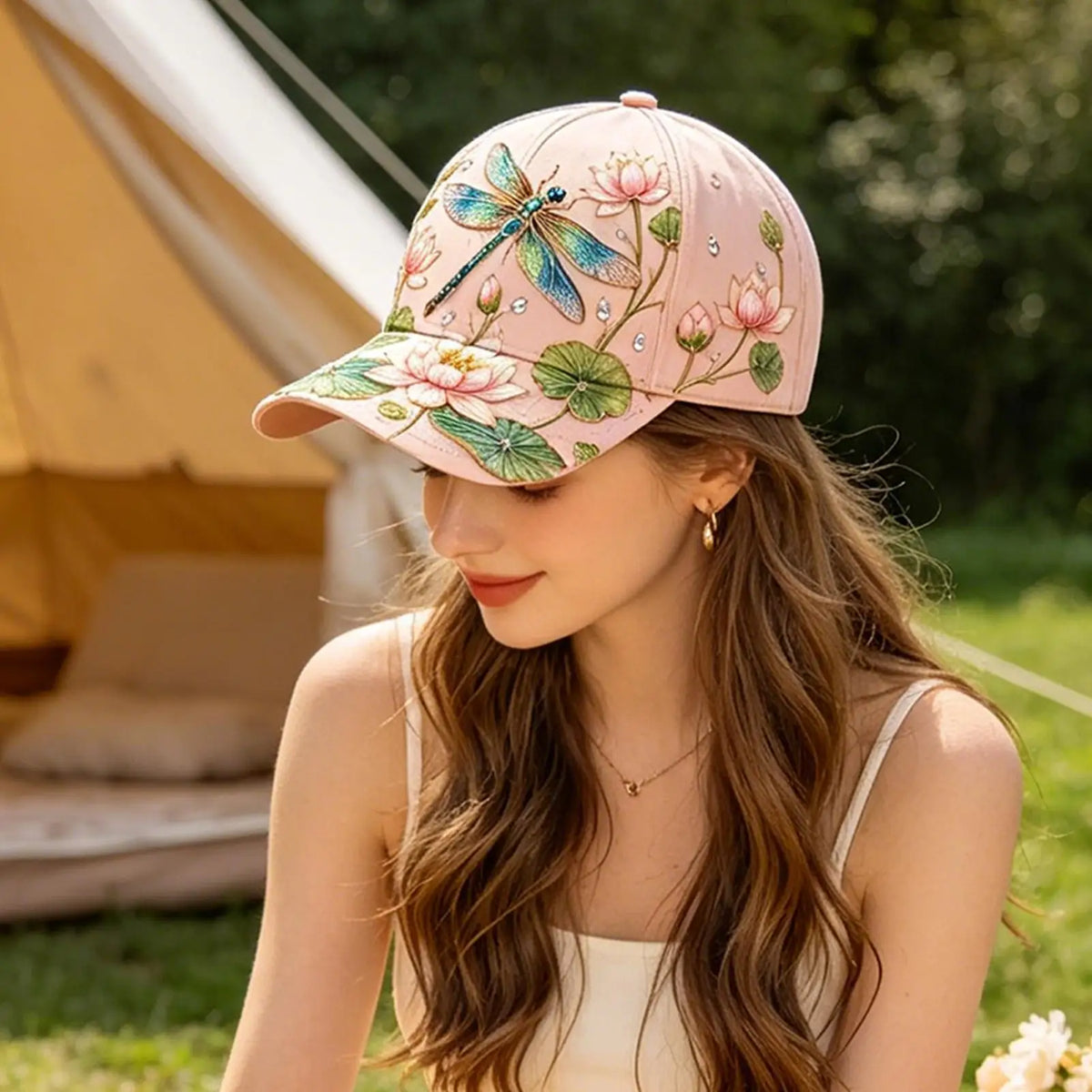 Hummingbird Floral Baseball Cap | Breathable Cotton Sun Hat