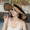 Women's Foldable Wide Brim Straw Sun Hat – UV Beach Travel
