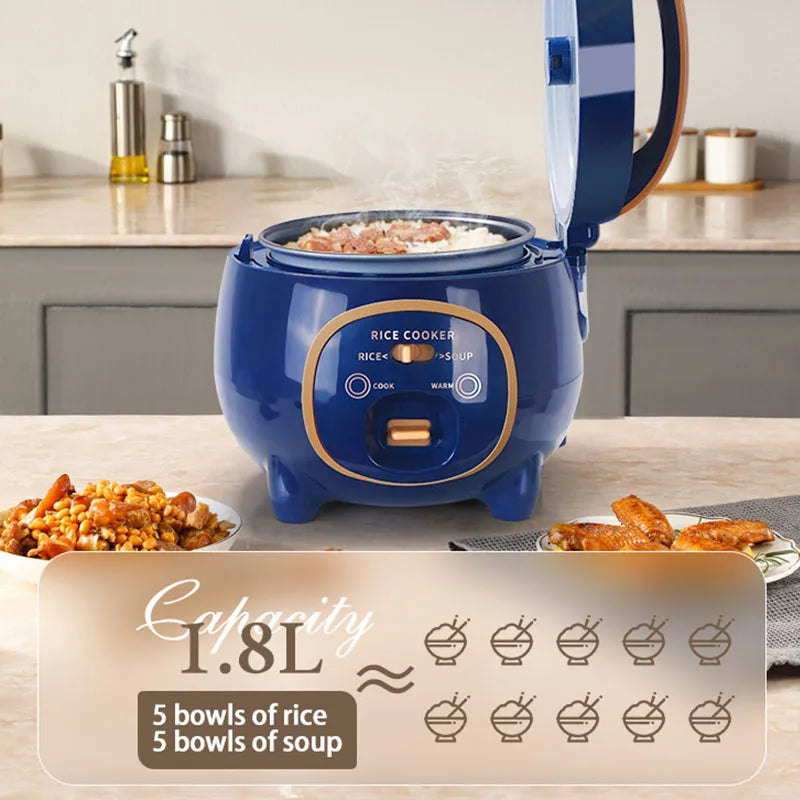URGGU 1.8L Mini Rice Cooker – Rice, Soup & Boil | 110V–220V