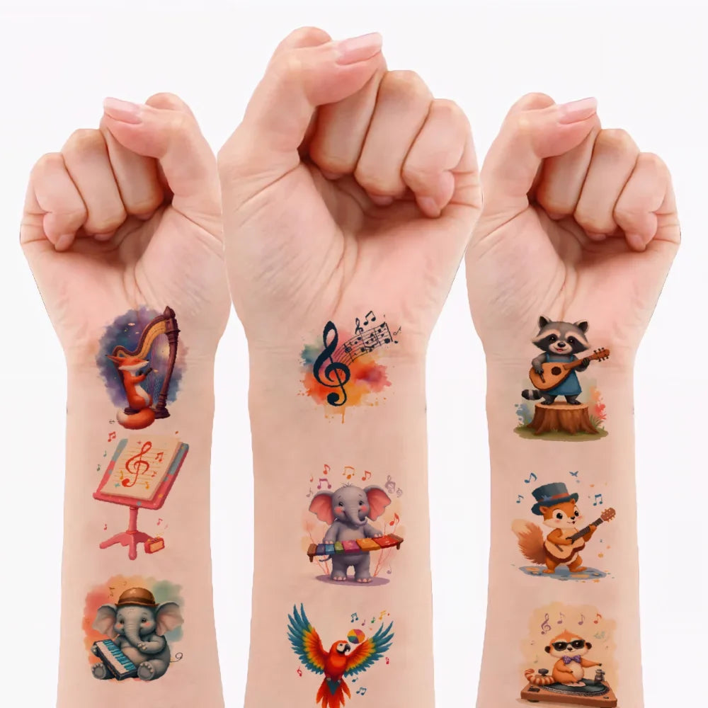 54pcs Waterproof Temporary Tattoo Stickers – Cute Cartoon Animals