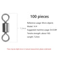 100 Pcs Stainless Steel Rolling Fishing Swivels | Line Connector