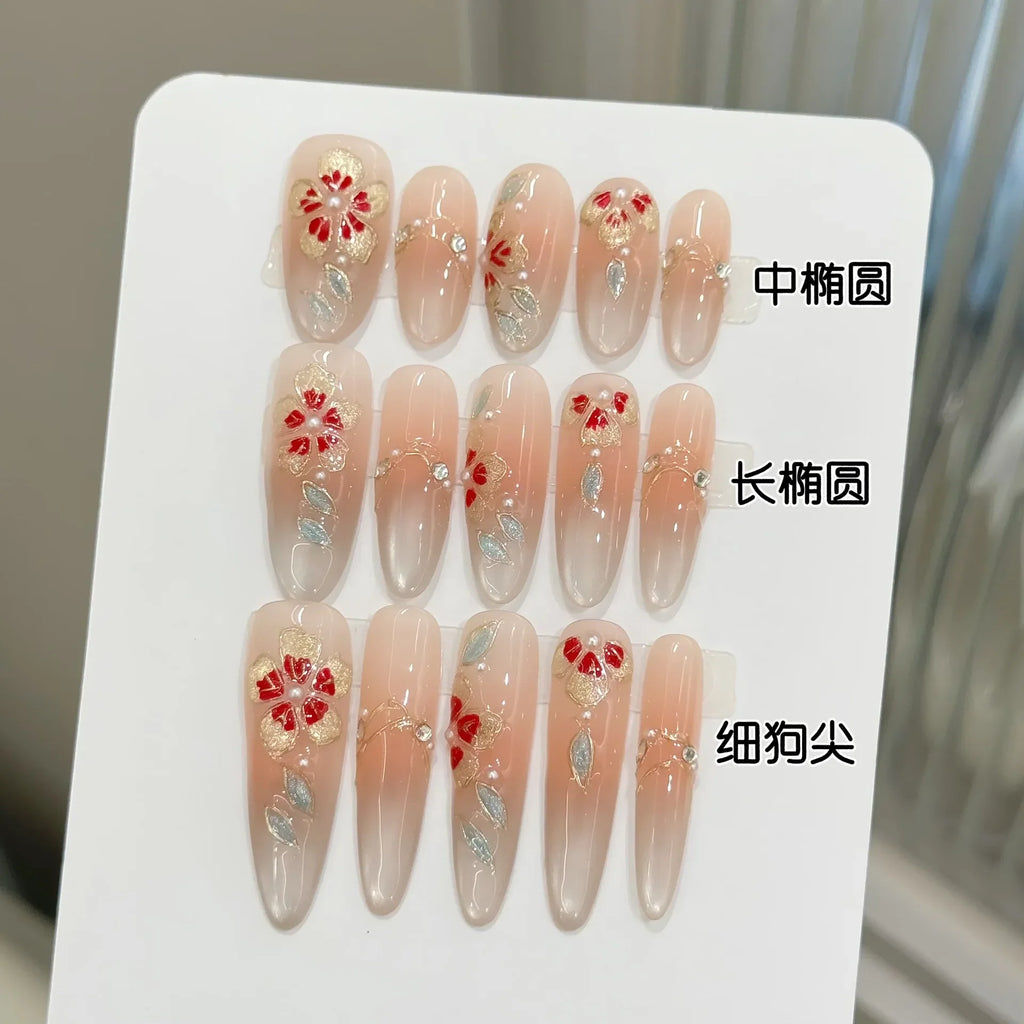 YADORNOS Chinese Style Press On Nails | Cat's Eye Almond 10pc
