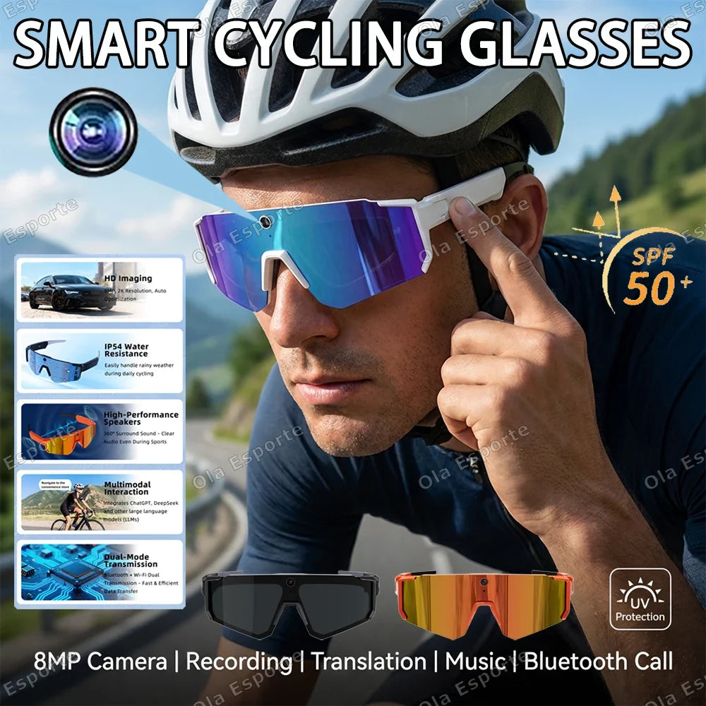 AI Smart Glasses 1080P Camera Bluetooth UV400 Polarized Lens