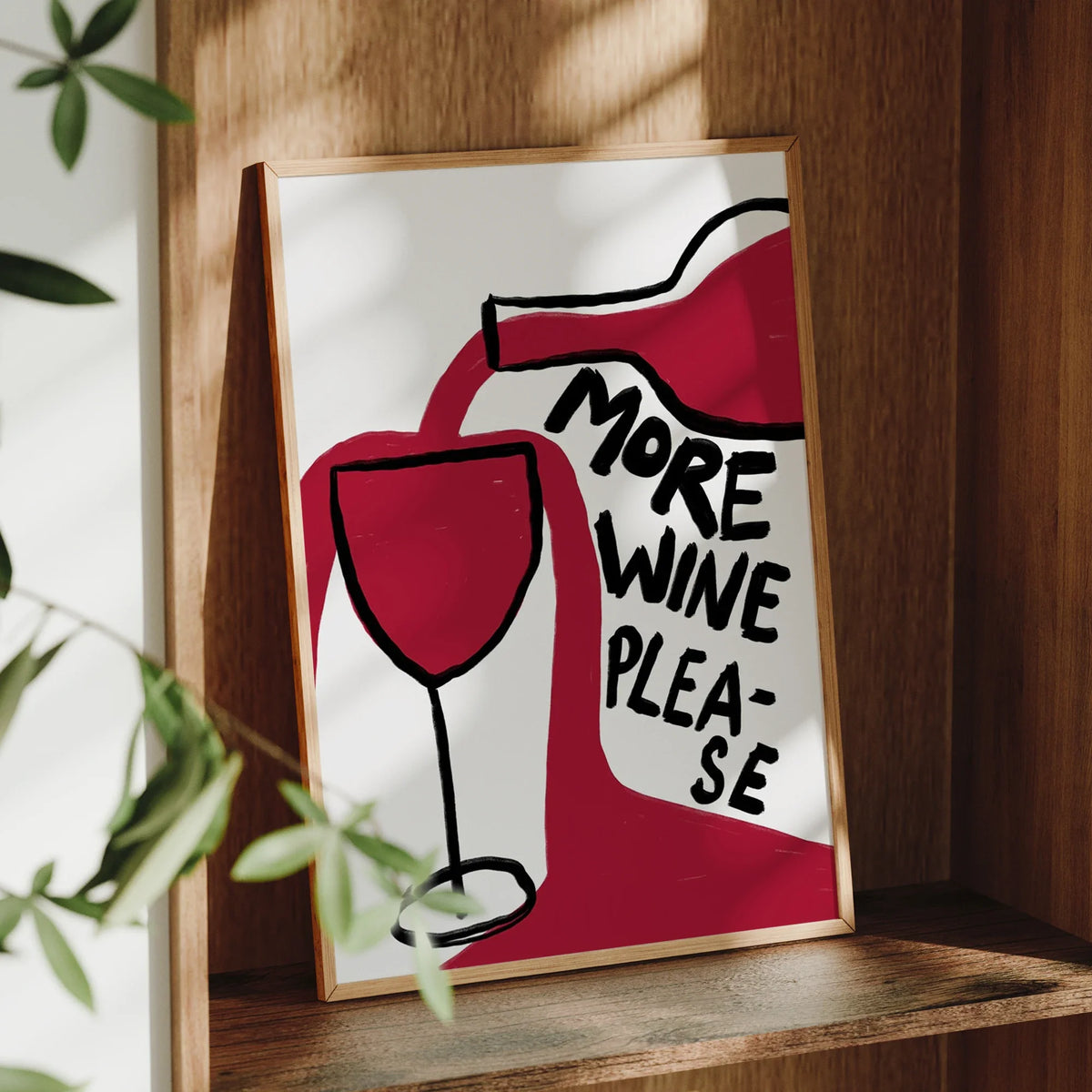 "More Wine Please" Minimalist Quote Canvas Wall Art Print