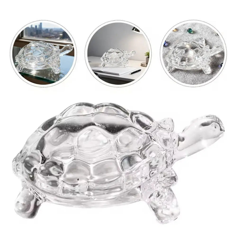 Clear Glass Turtle Figurine | Lucky Decorative Ornament