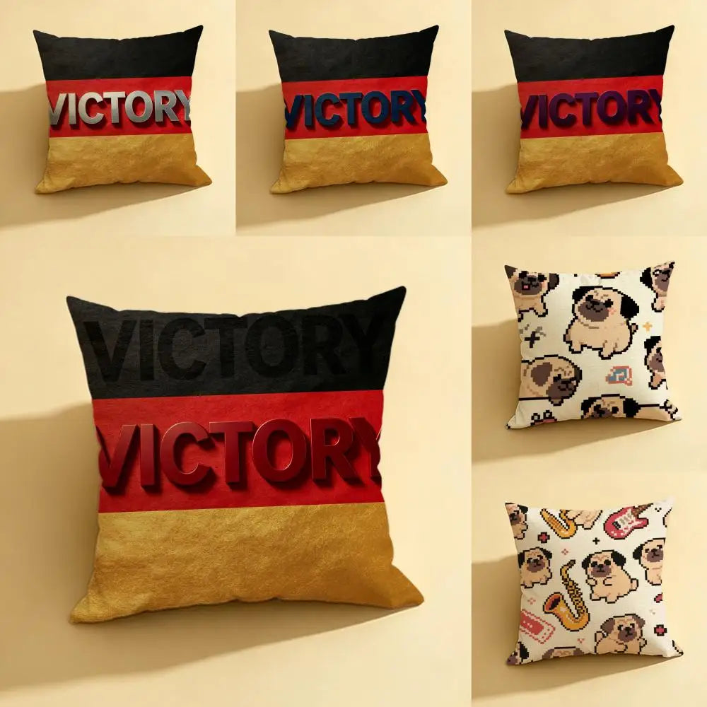 Pug Cartoon Linen Cushion Cover | Sofa, Bed & Chair Décor