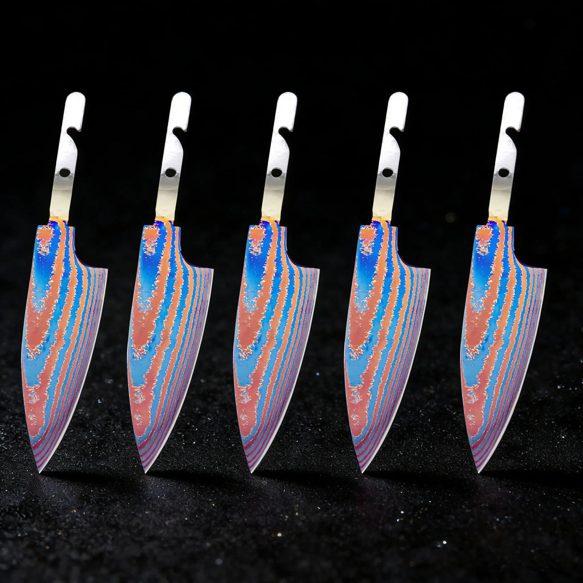 Hand Forged Titanium Damascus Blank Blade Fruit Knife – No Handle