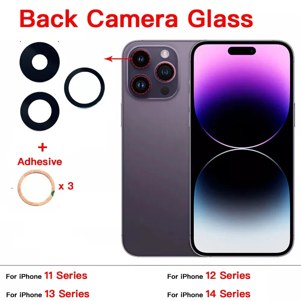 iPhone Camera Lens Glass Replacement Kit + Tool + 3M Adhesive