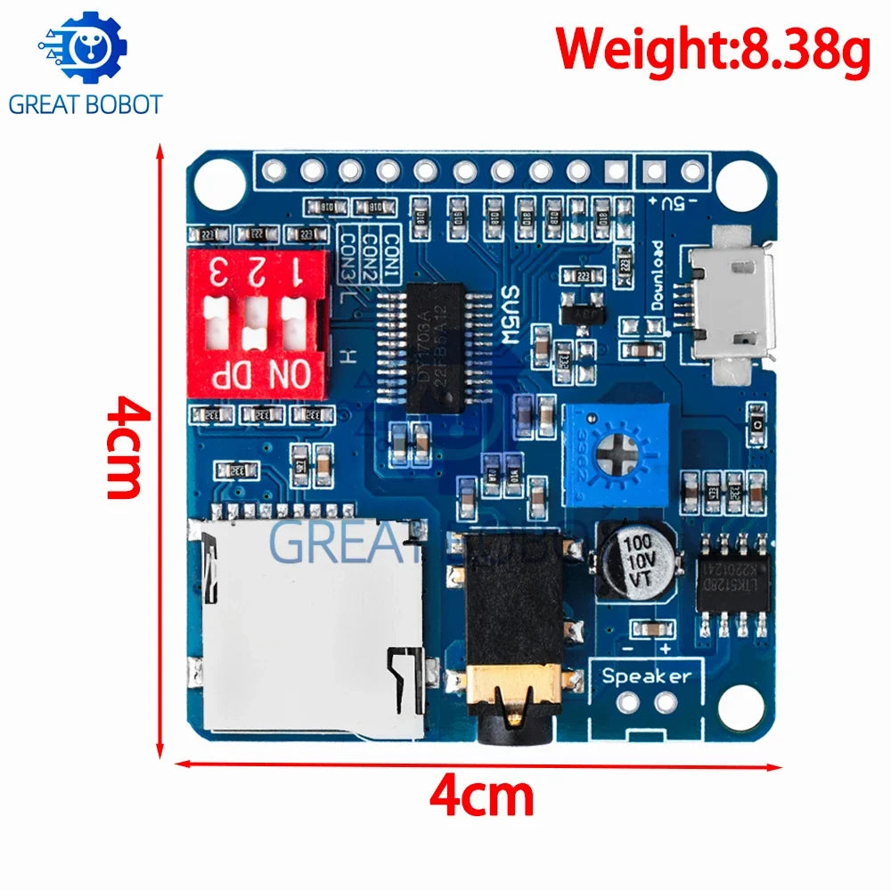 DY-SV5W 5W MP3 Voice Playback Module – UART I/O SD Arduino