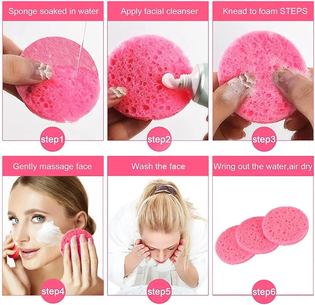 Natural Wood Pulp Compressed Face Cleansing Sponge Puffs