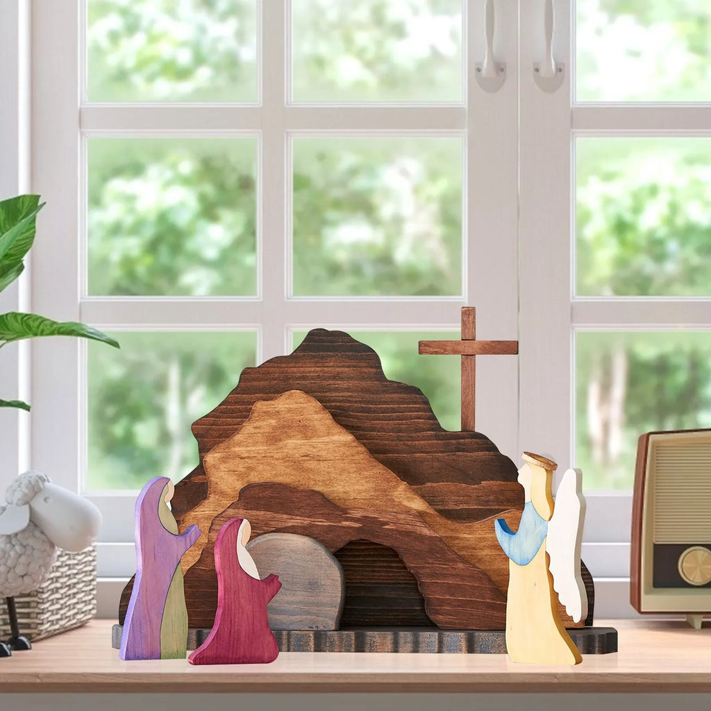 Easter Resurrection Scene Wooden Figurine | Christian Home Decor