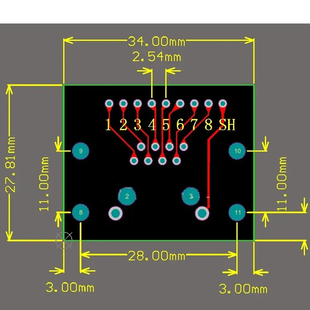 RJ45 Female Pitch Terminal Adapter Board Ethernet Port KF128-9P Screw