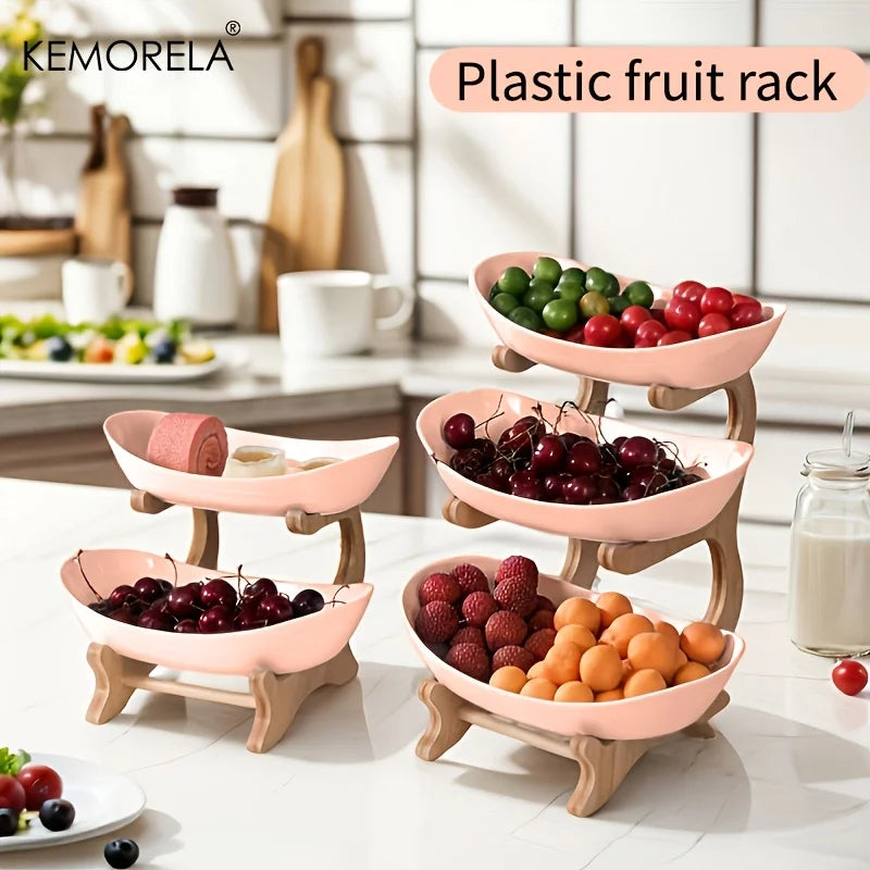 2/3 Layer Tiered Fruit Plate – Modern Plastic Snack & Candy Dish