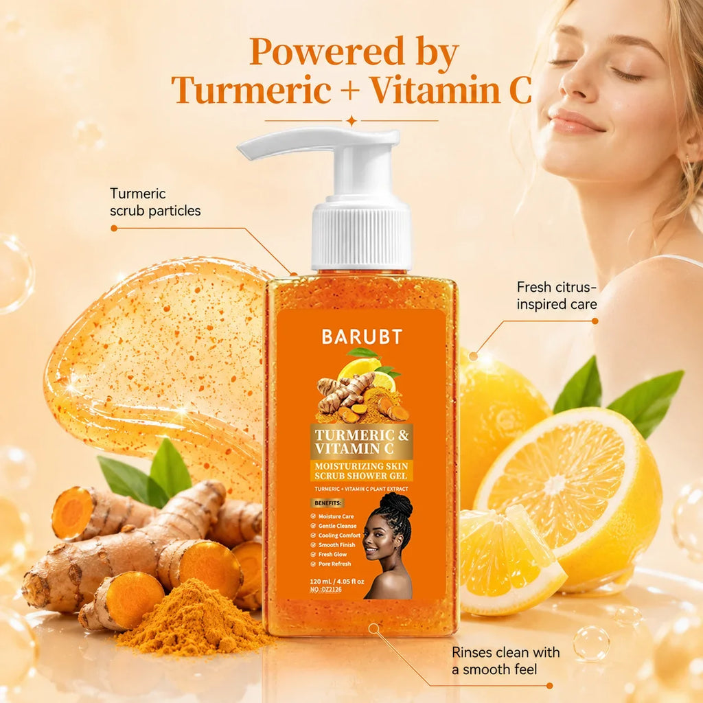 Turmeric Vitamin C Brightening Body Wash – Exfoliating Shower Gel