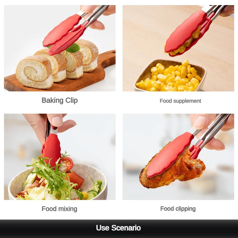 7-Inch Nylon Stainless Steel BBQ Food Clip | Kitchen Tongs