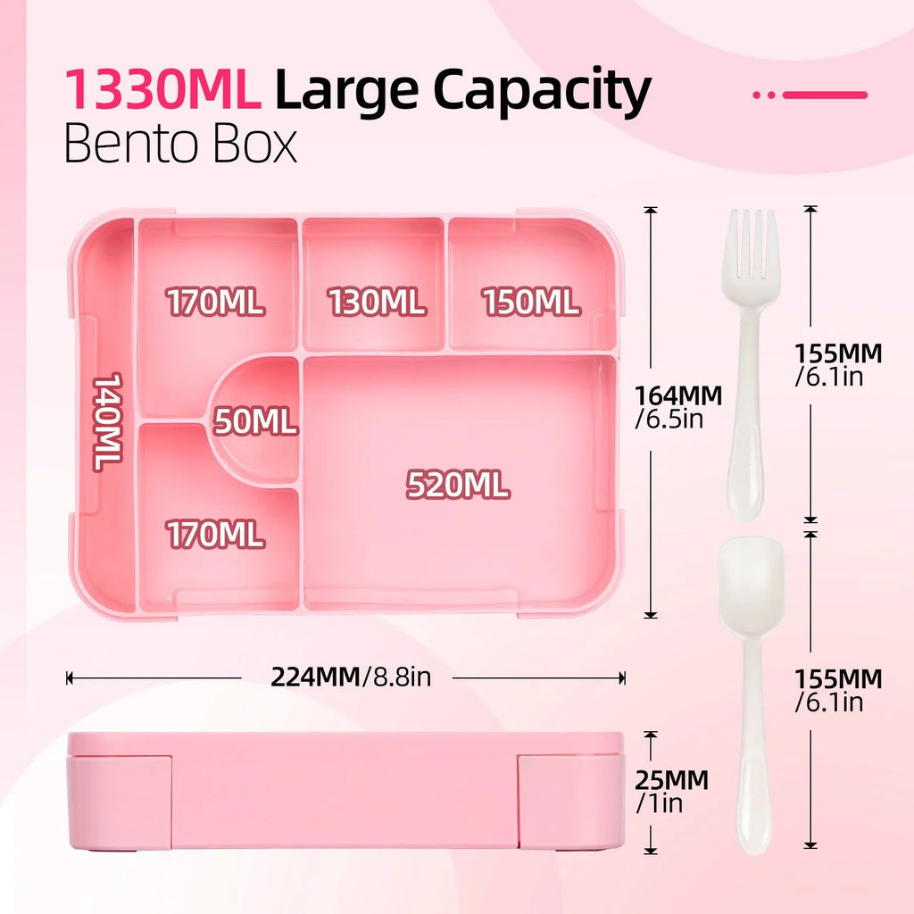 Kids Leakproof Divided Bento Lunch Box – Microwave Safe