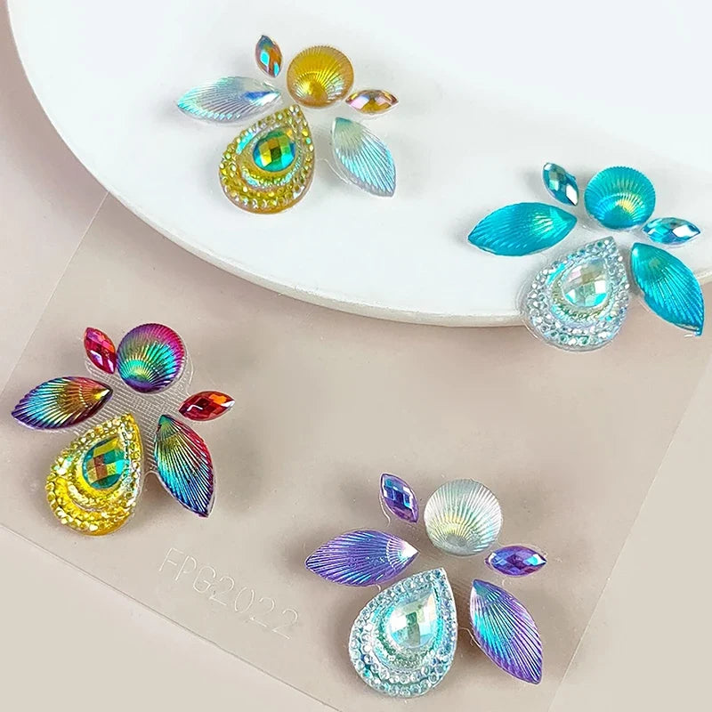 3D Face Rhinestone Stickers – Crystal Body Art Jewels 8 Styles