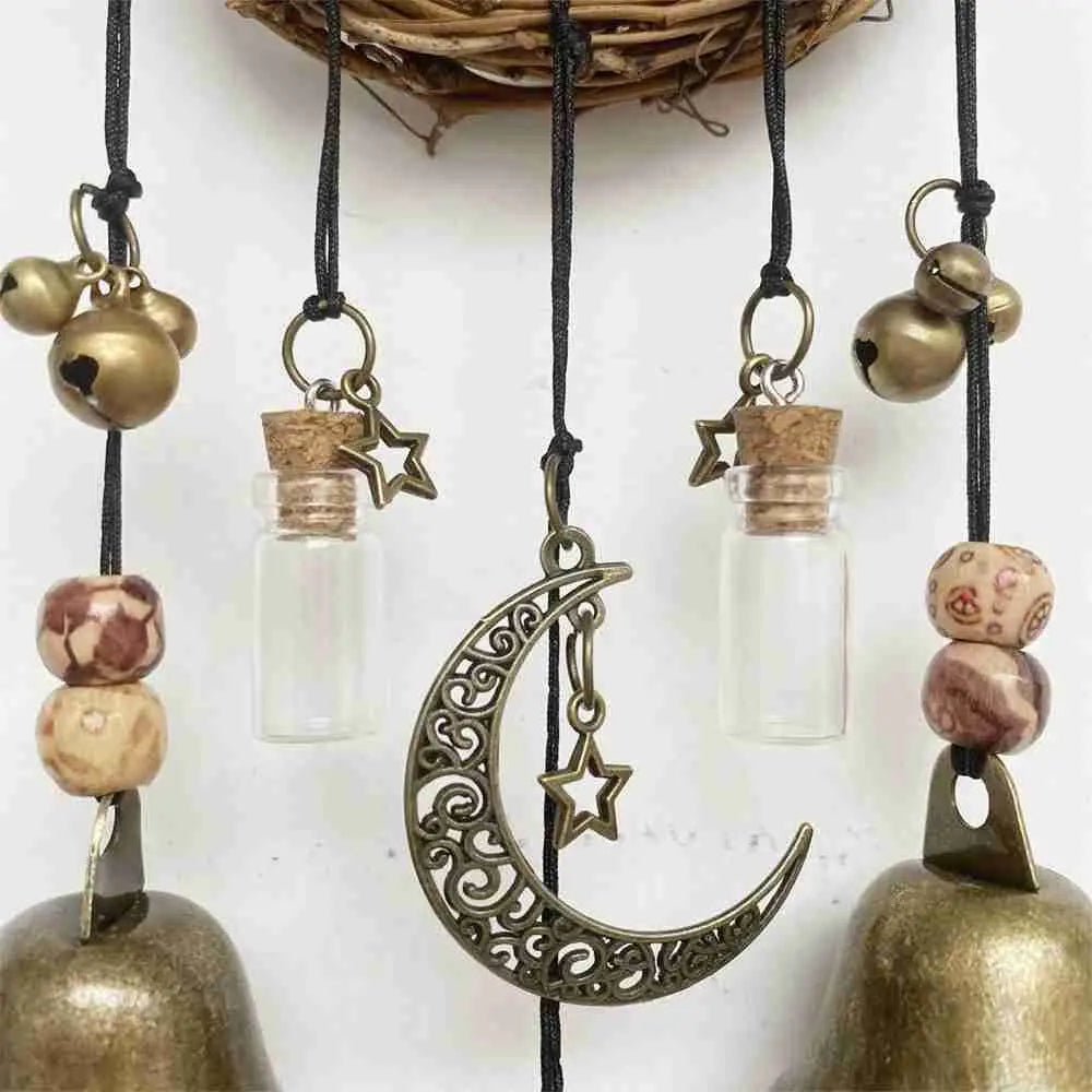 Witch Bells Door Hanger | Handmade Wiccan Wind Chime Wreath