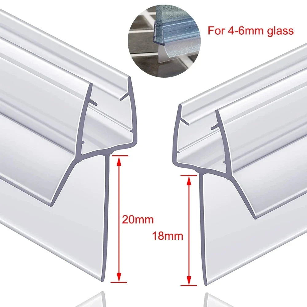 PVC Shower Door Seal Strip | 4-6mm Glass | Waterproof Glue-Free