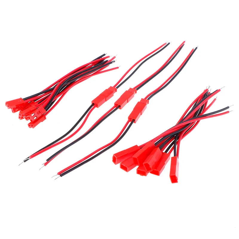 10 Pairs JST 2-Pin Male Female Connector 22 AWG Wire RC LED
