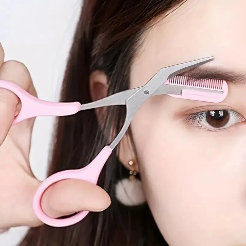 Eyebrow Trimmer Set – Curved Razor & Scissors with Comb