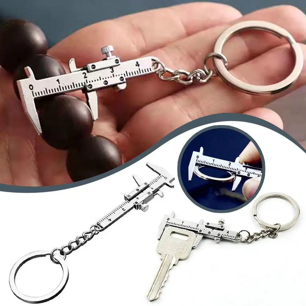 Mini Vernier Caliper Keychain – Stainless Steel Novelty Pendant