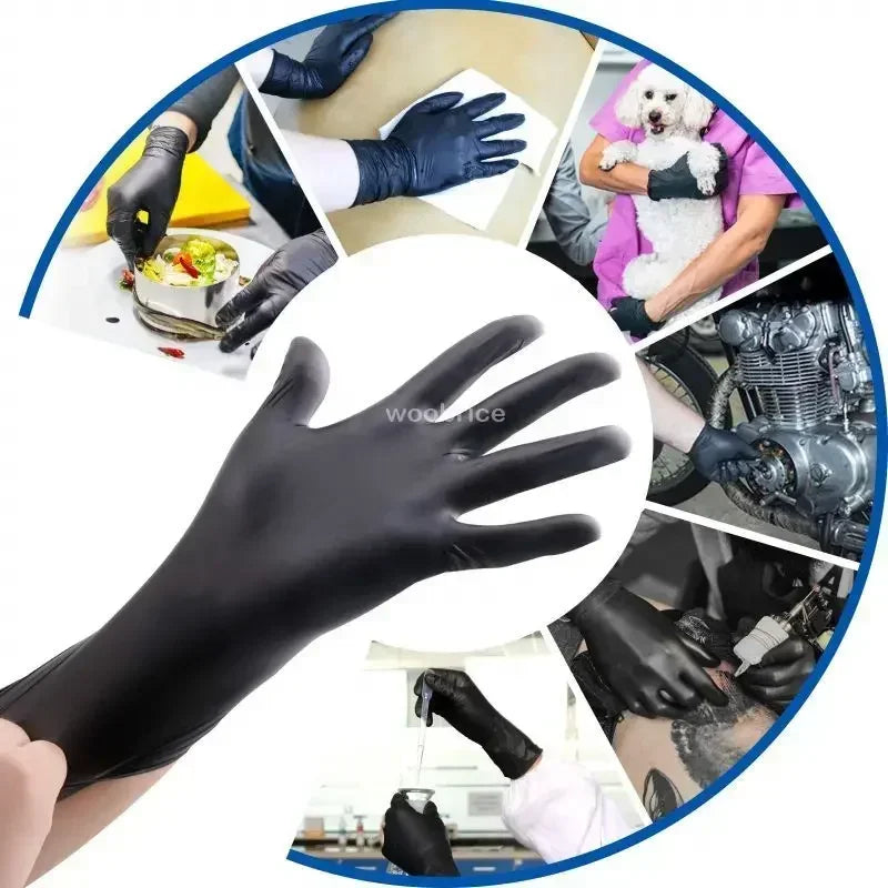 Disposable Black Nitrile Gloves 50/100/200 Pcs – Powder Free