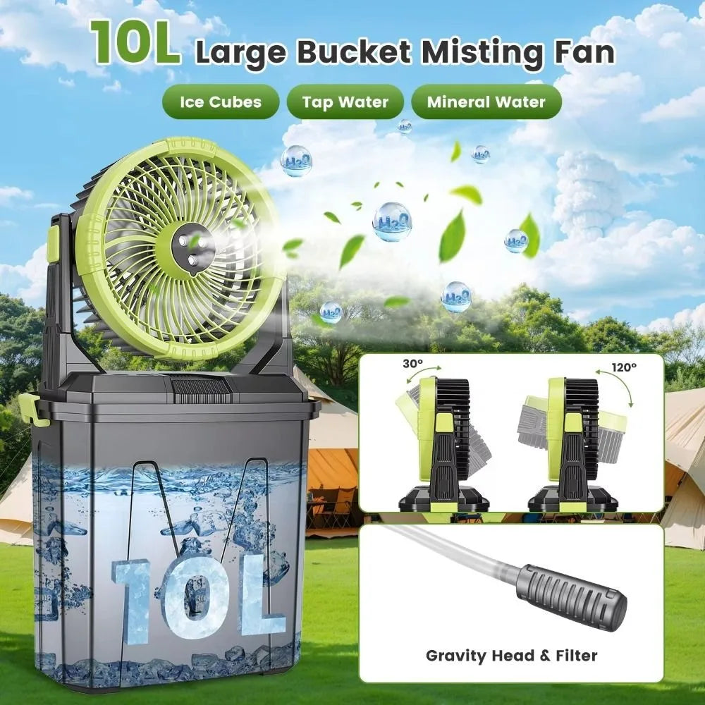 Portable Misting Fan 20000mAh 10L Tank – Rechargeable Patio Fan