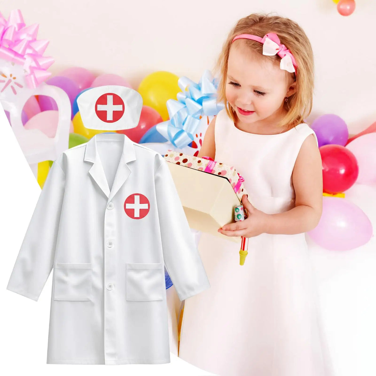 Kids Doctor Costume Dress-Up Set | Ages 3–8 | Machine Washable
