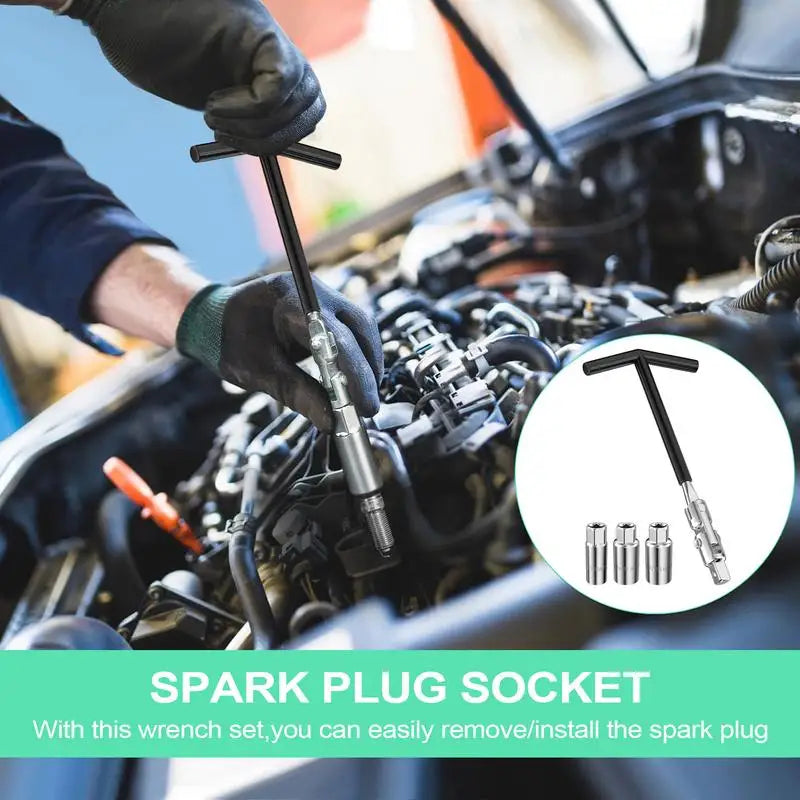 4-Piece T-Shape Spark Plug Socket Wrench Set 16/18/21mm
