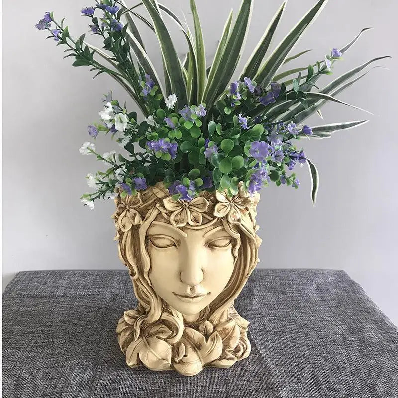 Goddess Statue Flower Pot – Resin Succulent Planter & Vase