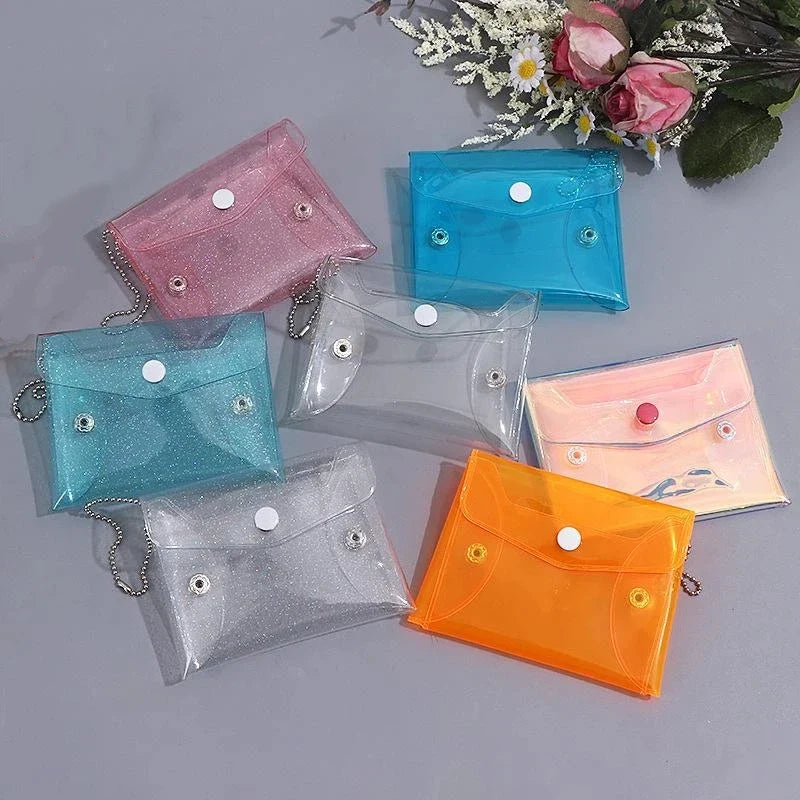Mini Glitter PVC Clear Keychain Coin Purse & Card Wallet