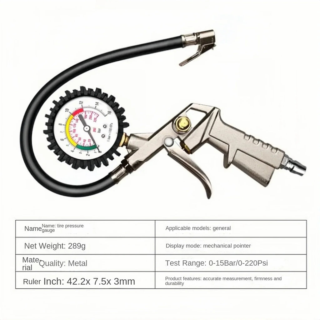 220PSI Tire Pressure Gauge & Inflator – Car & Motorcycle