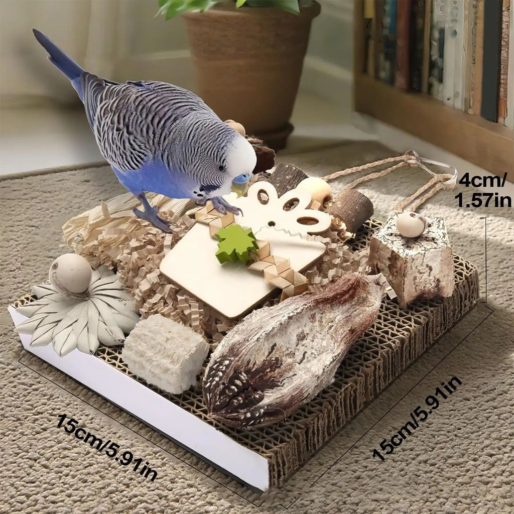 Wooden Bird Foraging Toy for Conures & Cockatiels | Chew Toy