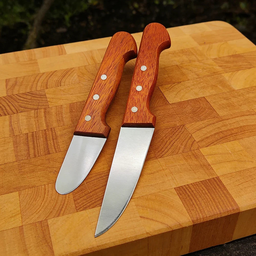 3-Piece BBQ Steak & Boning Knife Set – Stainless Steel Wood Handle