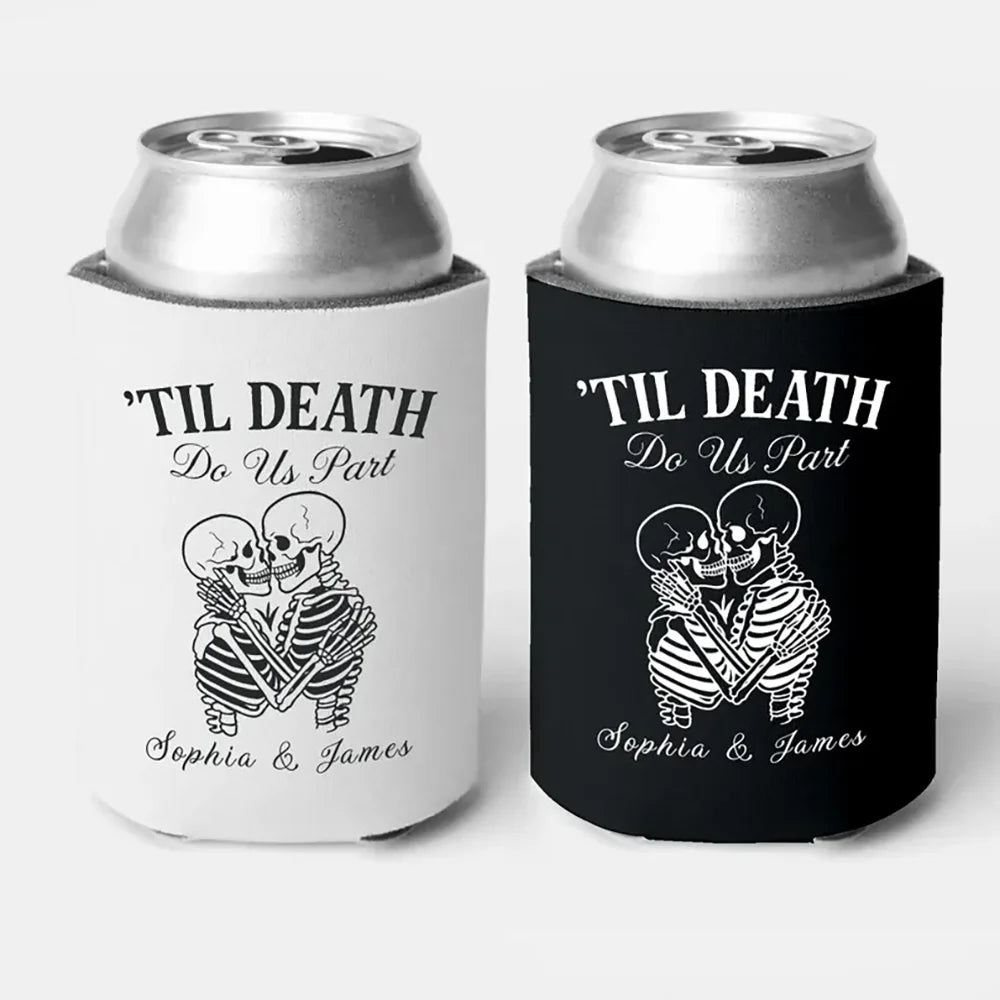 Custom Gothic Bachelorette Can Cooler – Til Death Do Us Part