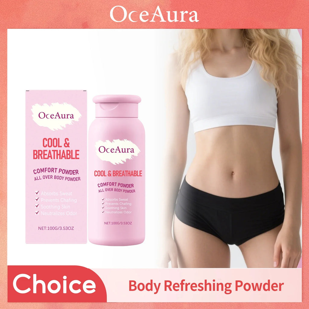 OceAura Talcum Body Powder – Sweat & Odor Absorbing 100g