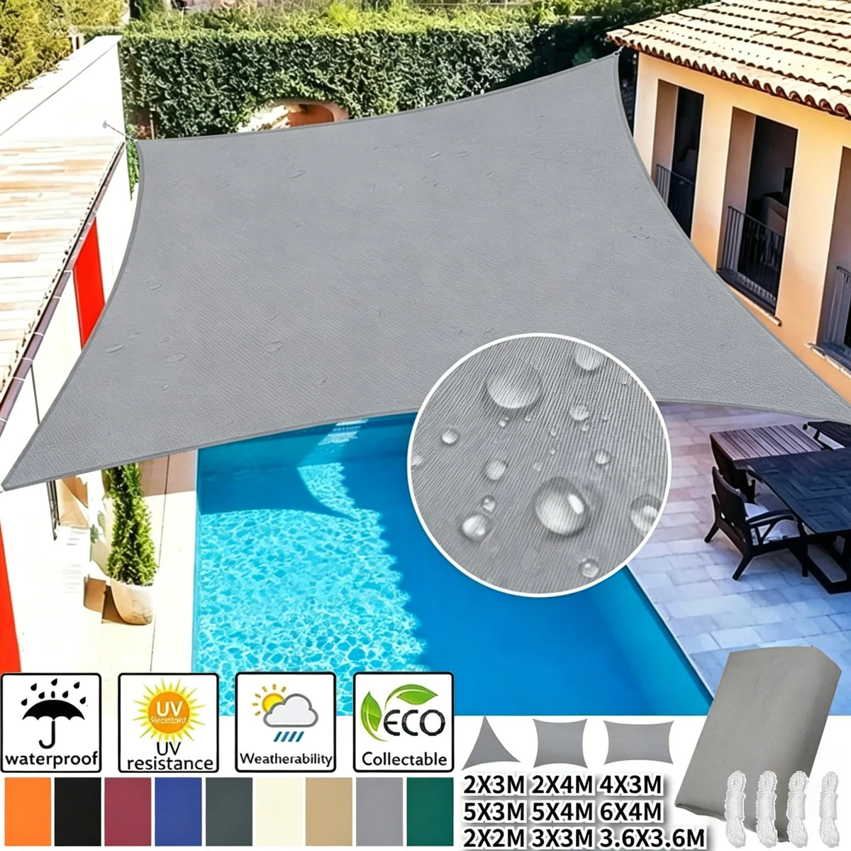 Rectangle Sun Shade Sail – 98% UV Block Waterproof Canopy