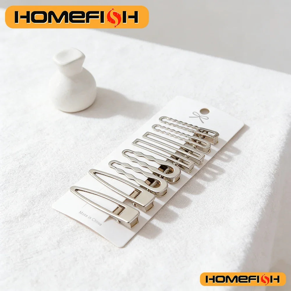 Sliver Metal Hair Clips Women Girls Duckbill Hairpin Personality